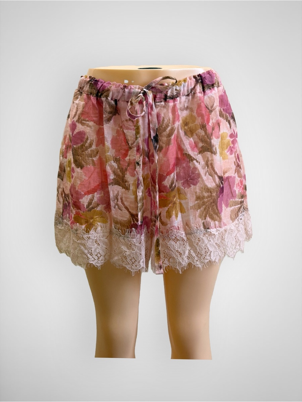 Floral Bohemian Ladies' Mid Waist Shorts In Polyester With Lace Detail Sz L - Picture 3 of 12